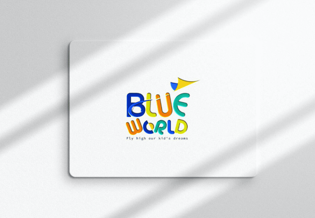 Logo trường mầm non Blue World phiên bản chính 